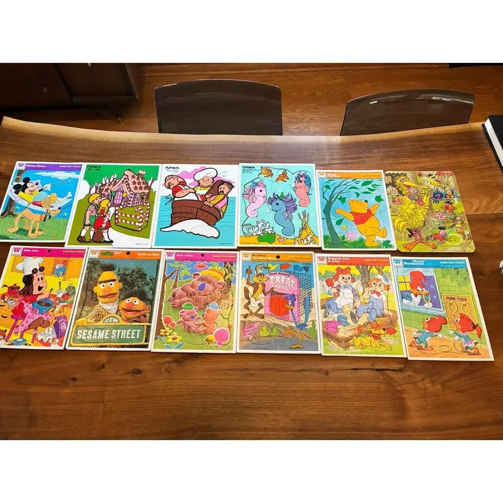 Vintage‎ Playskool & Whitman Lot of 12 Wooden Pizzles